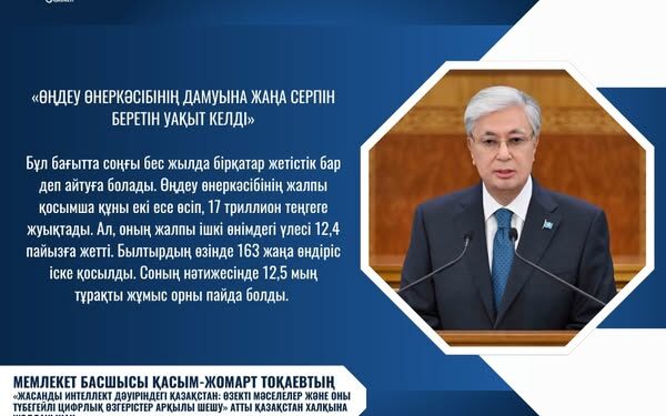 ҚАСЫМ-ЖОМАРТ ТОҚАЕВ: «ӨҢДЕУ ӨНЕРКӘСІБІНІҢ ДАМУЫНА ЖАҢА СЕРПІН БЕРЕТІН УАҚЫТ КЕЛДІ»