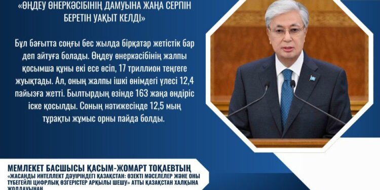 ҚАСЫМ-ЖОМАРТ ТОҚАЕВ: «ӨҢДЕУ ӨНЕРКӘСІБІНІҢ ДАМУЫНА ЖАҢА СЕРПІН БЕРЕТІН УАҚЫТ КЕЛДІ»