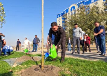 ШЫМКЕНТ ӘКІМІ ҚАЛА ТҰРҒЫНДАРЫМЕН БІРГЕ АҒАШ ОТЫРҒЫЗУ АКЦИЯСЫНА ҚАТЫСТЫ